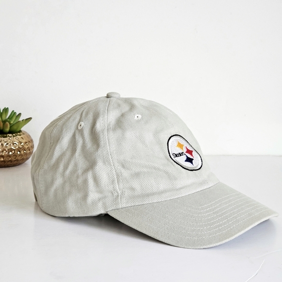 Vintage NFL Steelers Pittsburgh Hat Y2K Khaki Strapback Cotton Cap H12 - Picture 5 of 15